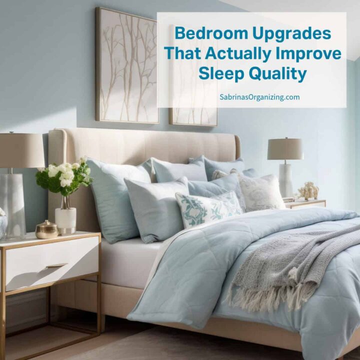 Bed and title of post at the top right corner. -square image