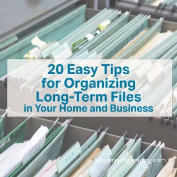 filing cabinet drawers open with files in them - the post title is in the center - square image