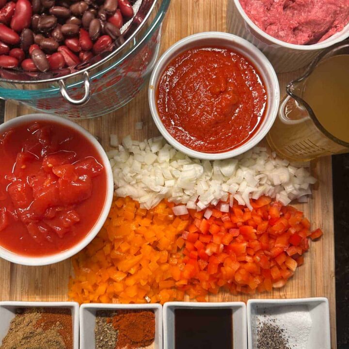 Ingredients on a cutting board square image