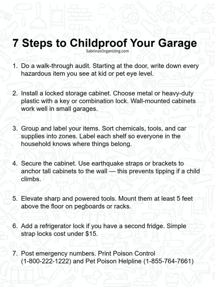List of all 7 steps to create a childproof garage - pinterest image size