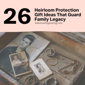 a photo and jewelry in a box - title at the top of the image - square image