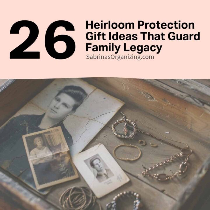 a photo and jewelry in a box - title at the top of the image - square image