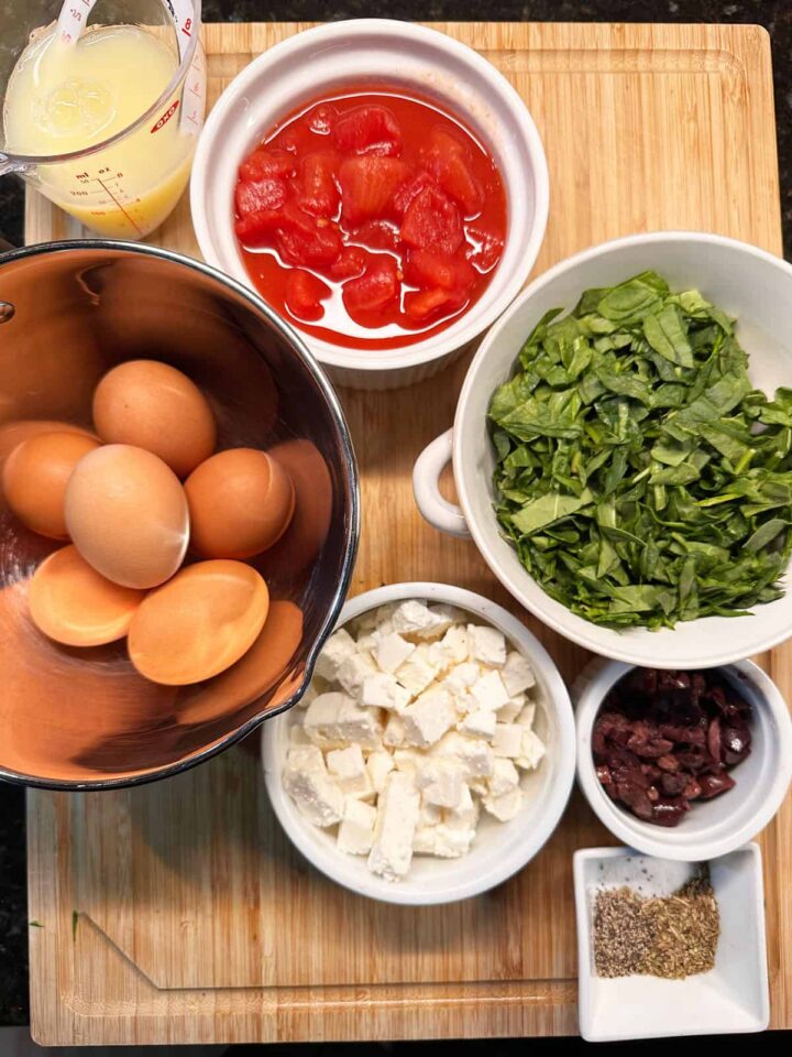 shows all the ingredients in this recipe on a cutting board - pinterest image