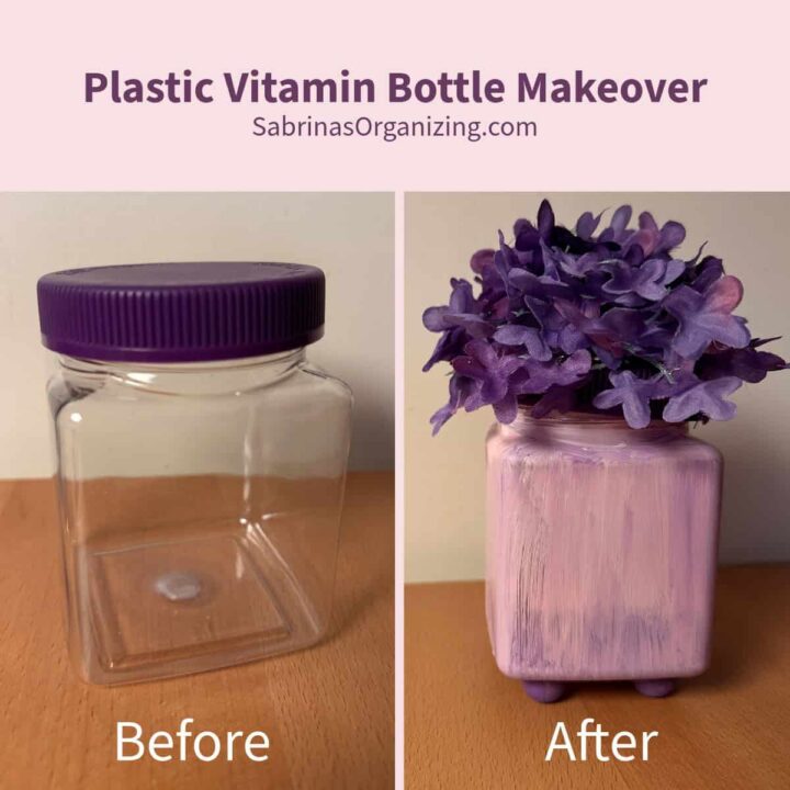 title at the top - before and after image of the vitamin bottle at the bottom - square image