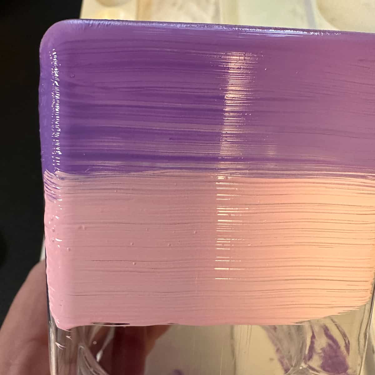 Using acrylic paint start with the darkest color at the bottom of the bottle to lightest color - square image