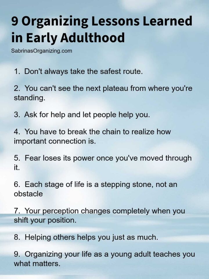 9 Organizing Lessons Learned in Early Adulthood List