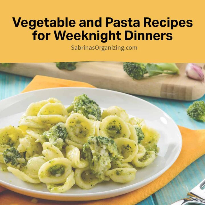 pasta and broccoli in a plate cooked - with the works vegetable and pasta recipes for weeknight dinners - square image