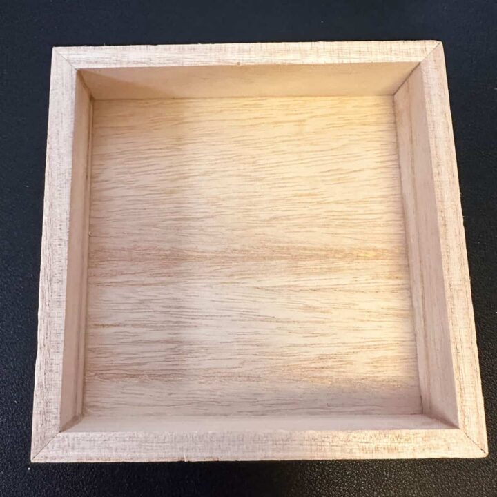 before unfinished wood tray - square image