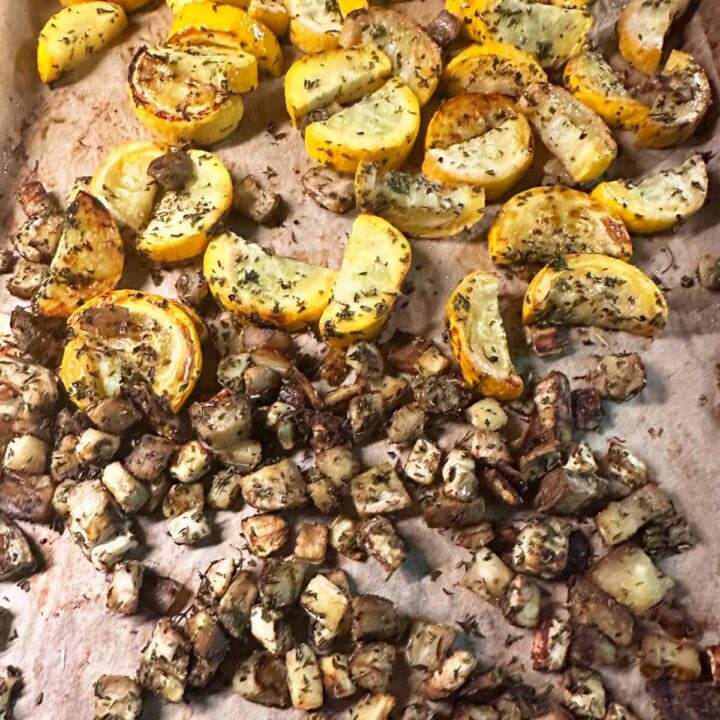 Easy Herb Roasted Eggplant Zucchini and Peppers Recipe