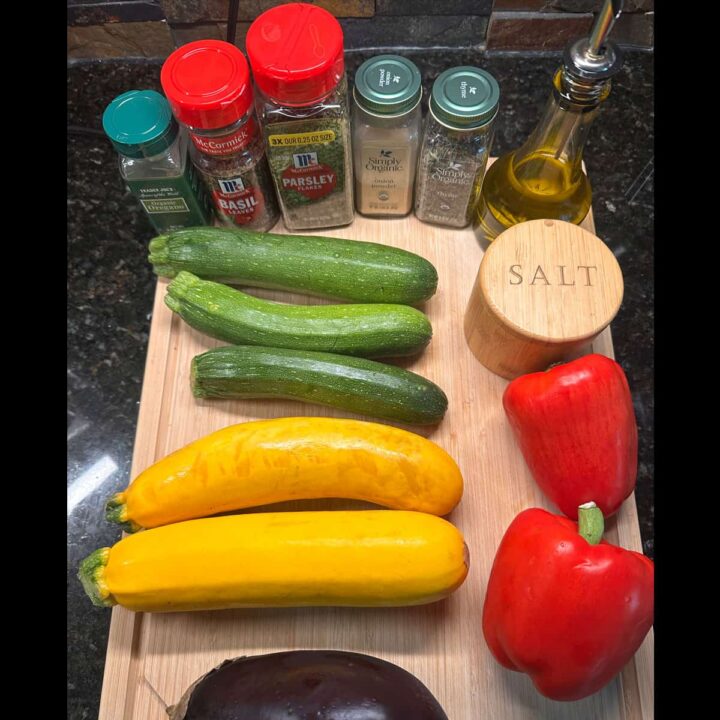 Easy Herb Roasted Eggplant Zucchini and Peppers Recipe