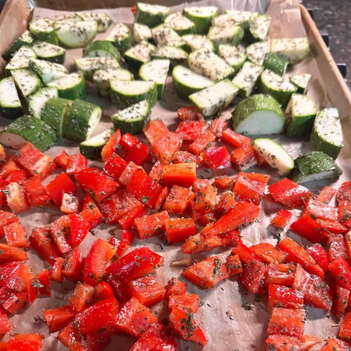 Easy Herb Roasted Eggplant Zucchini and Peppers Recipe