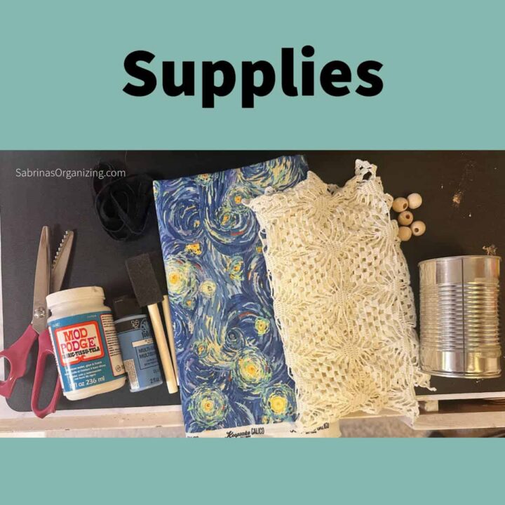 Fabric-Covered Soup Can Craft Supplies