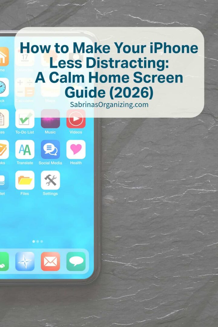 How to Make Your iPhone Less Distracting: A calm Home Screen Guide 2026 pinterest image