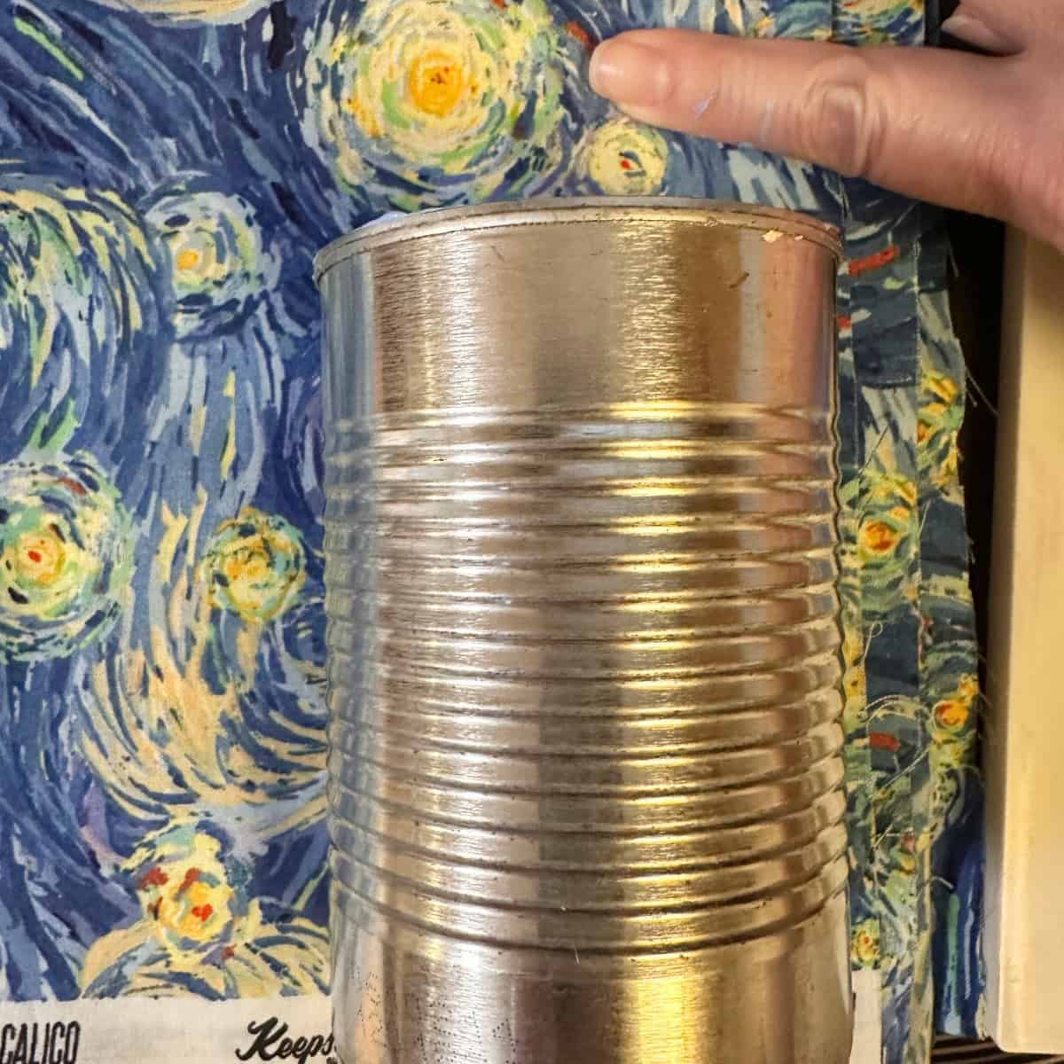 measure fabric - Fabric-Covered Soup Can Craft