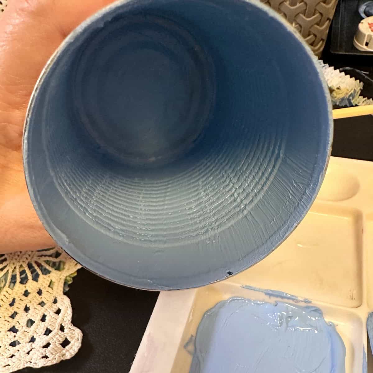 Paint the inside of the can - Fabric-Covered Soup Can Craft Supplies