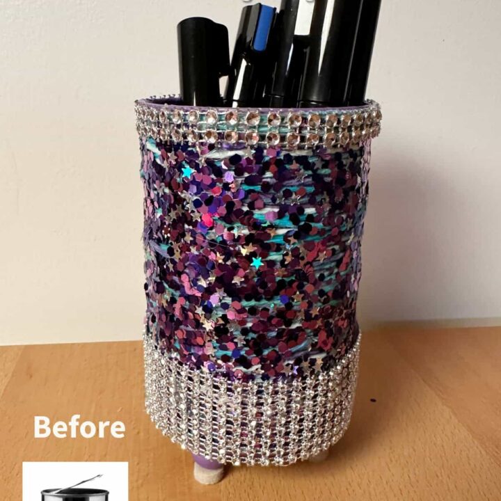 DIY Glitter & String Soup Can Organizer (Budget Upcycle)