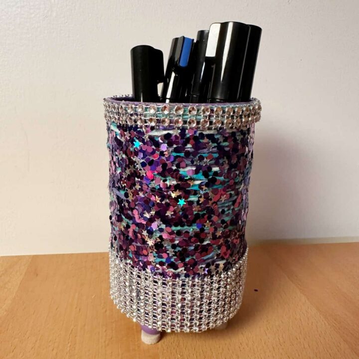 DIY Glitter & String Soup Can Organizer (Budget Upcycle)