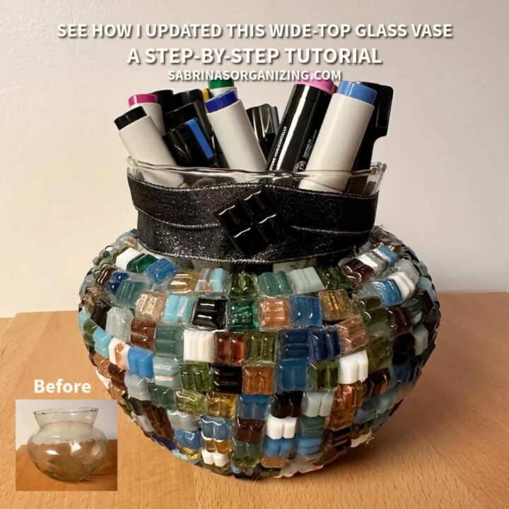 DIY Upcycled Glass Mosaic Vase: Easy Hot Glue Craft