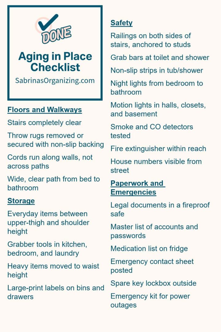 Lengthy and detailed aging in place organizing tips you can do right now to make your home safe