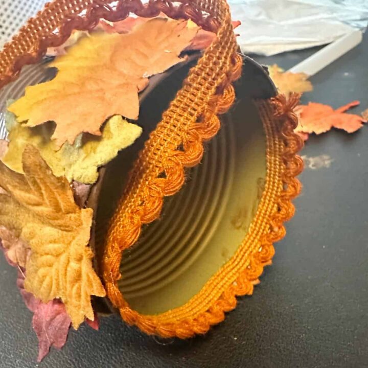 Fall Tin Can to Organize Home DIY Project and ribbon